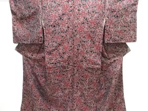 大正ロマン　枝葉模様織り出し着物